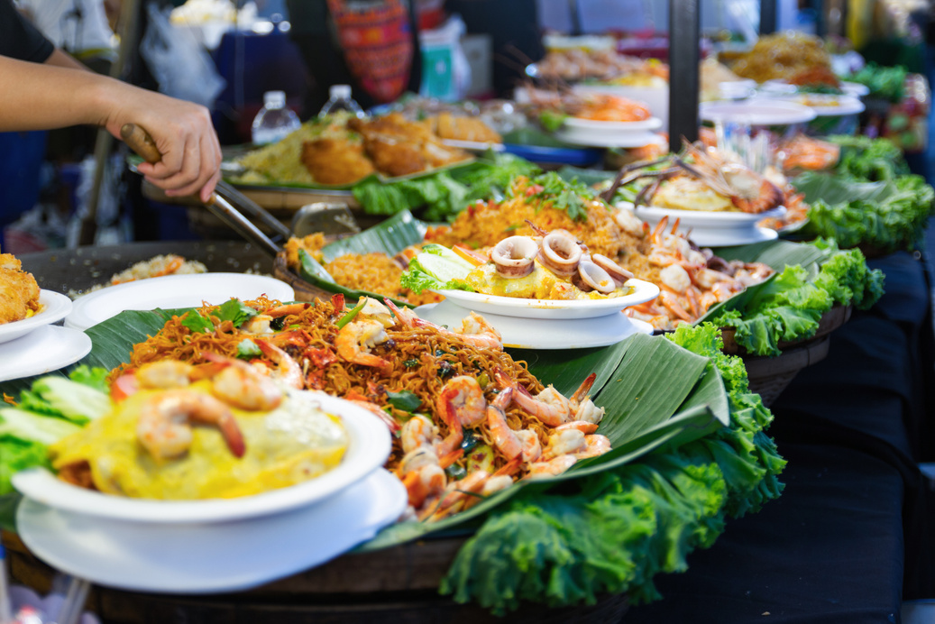 Thai street foods, Thai foods style Rice and Curry